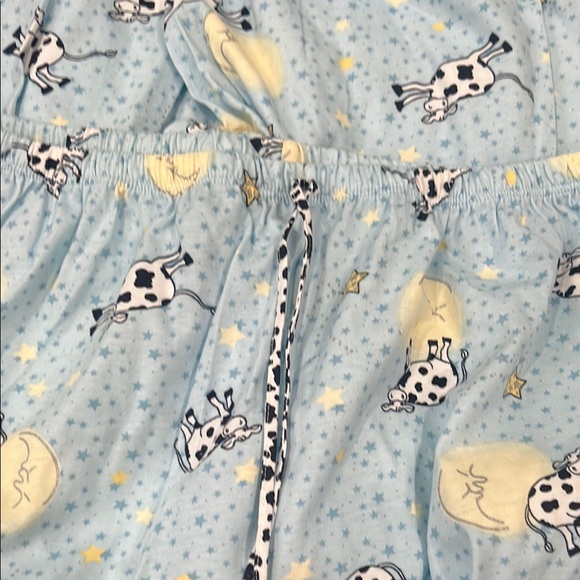 Blue Cow Print Womens Button Up Pajama Set - Picture 4 of 5